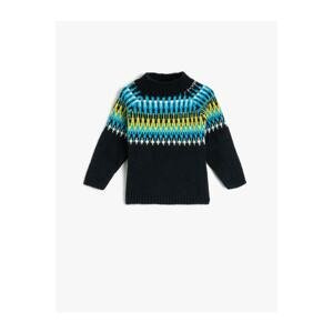 Koton Sweater Knit High Neck Long Sleeve Ethnic Patterned