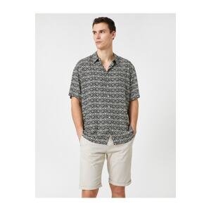 Koton Summer Shirt Short Sleeve Ethnic Detailed Classic Collar