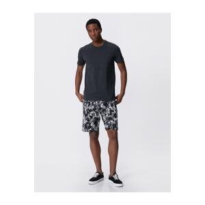 Koton Lace-Waist Shorts with Abstract Printed Pocket Detail and Slim Fit