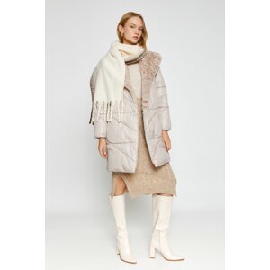 Koton Long Puffer Jacket with Plush Collar Detail and Hooded