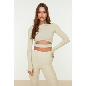Trendyol Stone Crop Window/Cut Out and Thumb Hole Detailed Sports Blouse