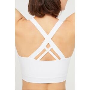 LOS OJOS White Lightly Supported Covered Sports Bra with Back Detail