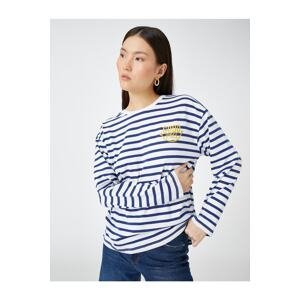 Koton Long Sleeved T-Shirt Striped Cotton Print