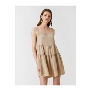 Koton Tiered Mini Dress with Straps V-Neck