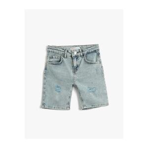 Koton Bermuda Denim Shorts Pocket Cotton - Slim Fit Adjustable Elastic Waist