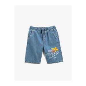 Koton Denim Shorts with Printed Pockets