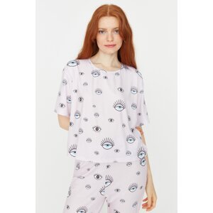 Trendyol Powder Graphic Print Knitted Pajamas Set