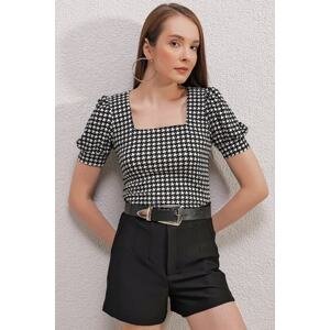 Bigdart 0409 Square Collar Knitted Blouse - A.black.