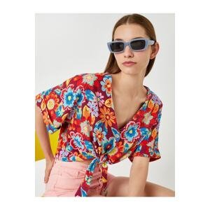 Koton Halterneck Shirt with Floral Linen Blend