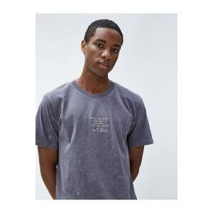 Koton Abstract Printed T-Shirt with Slogan Detailed Crew Neck Cotton.