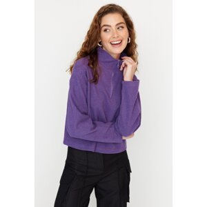 Trendyol Purple Thessaloniki/Knitwear Look Zippered Collar Regular/Regular Fit Knitted Sweatshirt