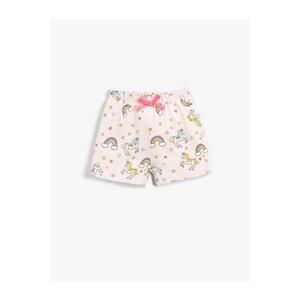 Koton Girls' Unicorn Printed Shorts with Elastic Waist Cotton.