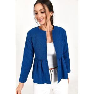 armonika Women's Saxe Blue Waist Gathered Jacket