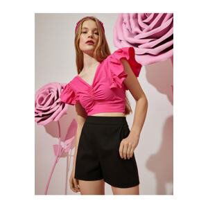 Koton Rachel Araz X - Draped Flounce Bow Detailed Crop Poplin Blouse