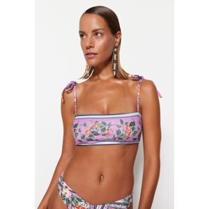 Trendyol Floral Patterned Strapless Tie-Up Bikini Top