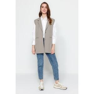 Trendyol Stone Woven Lined Button Closure Vest