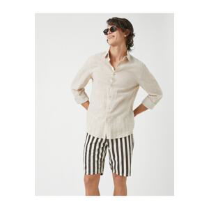 Koton Striped Denim Shorts with Pockets