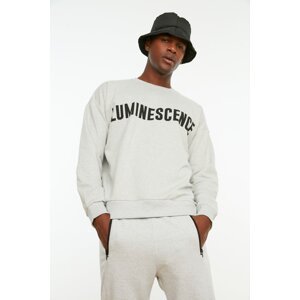Trendyol Men's Gray Printed Oversize/Cross-Fit Fit Sweatshirt