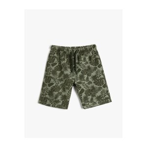 Koton Palm Tree Patterned Shorts Above Knee Tie Waist