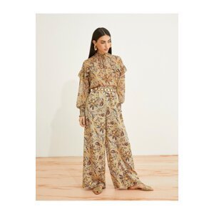 Koton Floral Palazzo Trousers Tie Waist