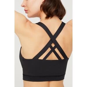 LOS OJOS Black Lightly Supported Covered Sports Bra with Back Detail