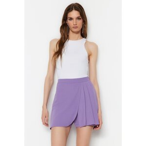 Trendyol Lilac Pleat Detailed Crepe Knitted Shorts Skirt