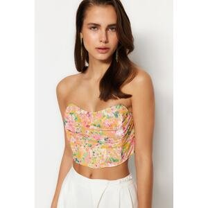 Trendyol Multi Color Floral Printed Tulle Bustier