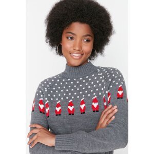Trendyol Gray Christmas Theme Patterned Knitwear Sweater
