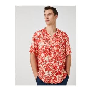 Koton Floral Printed Shirt Short Sleeve Turn-down Collar