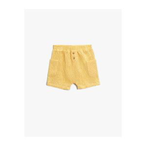 Koton Checked Shorts with Pockets Button Detail Elastic Waist