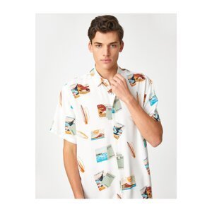 Koton Short Sleeve Shirt Summer Themed Surf Detailed Classic Collar