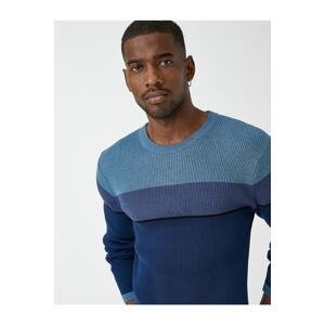 Koton Basic Knitwear Sweater Crew Neck Color Blocked