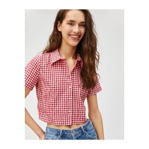 Koton Crop Shirt Plaid Short Sleeve Buttoned