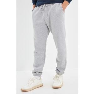 Trendyol Men's Gray Regular/Normal Fit Elastic Laced Inner Fleece Sweatpants