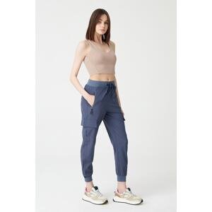 LOS OJOS Women's Anthracite Cargo Pocket Elastic Waist and Leg Jogger Trousers Cargo