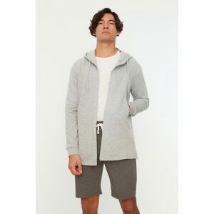 Trendyol Mens Gray Regular Fit Hooded Cardigan