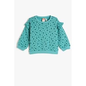 Koton Sweat Frilly Floral Long Sleeve Crew Neck Cotton
