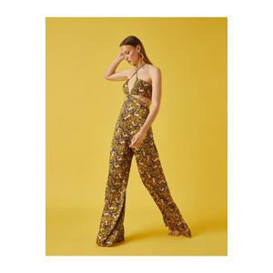 Koton Barbell Window Detail Patterned Jumpsuit