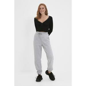 Trendyol Gray Melange Fleece Basic Knitted Sweatpants
