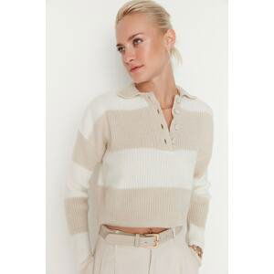 Trendyol Stone Soft Textured Color Block Knitwear Sweater