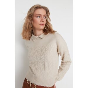 Trendyol Stone Wide Fit Soft Texture Hair Braided Knitwear Sweater