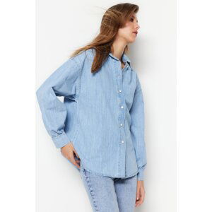 Trendyol Light Blue Oversize Denim Shirt