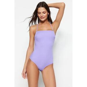 Trendyol Lilac Square Collar, Low-Cut Back Regular Leg Swimsuit