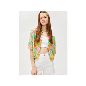 Koton Floral Shirt Viscose Buttoned Short Sleeve