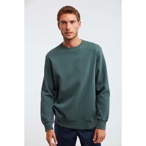 GRIMELANGE Travis Men's Soft Fabric Regular Fit Round Neck Dark Green Sweatshir