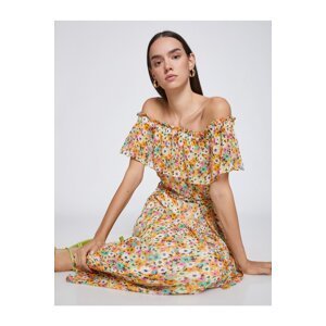 Koton Floral Long Dress With Open Shoulders