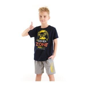 mshb&g Zone Boys' Black T-shirt with Gray Shorts Set