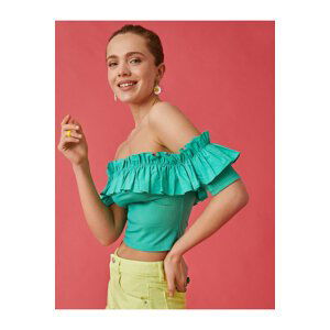 Koton Crop Tank Top Off Shoulder Ruffles