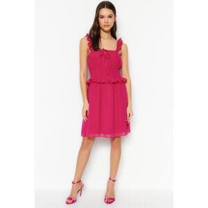 Trendyol Fuchsia Mini Lined Ruffle Woven Dress