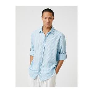 Koton Woven Shirt Classic Collar Buttoned Roll-Up Sleeve Detail